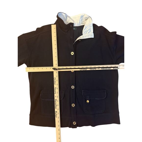Lauren Ralph Lauren Navy Cotton Jacket Sweatshirt Gold Logo Buttons Women's 1X - Picture 6 of 10